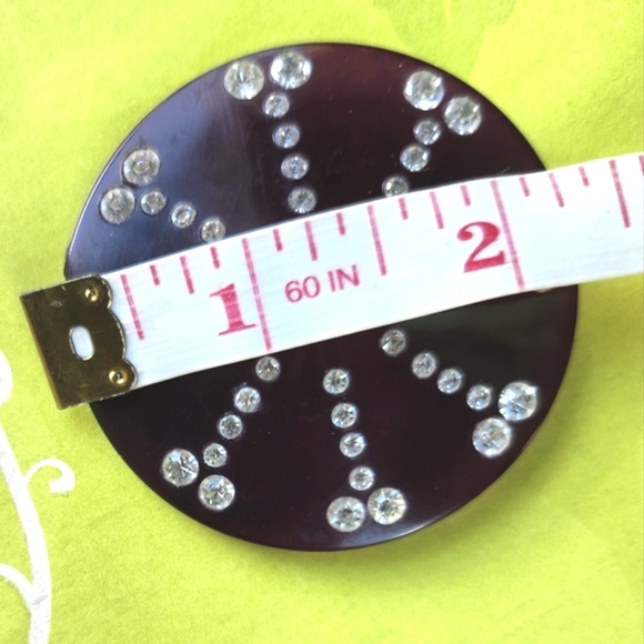 VTG Bakelite Celluoid Plastic Purple Ink Blue Rhinestones Antique Button 2.5" - Picture 12 of 16